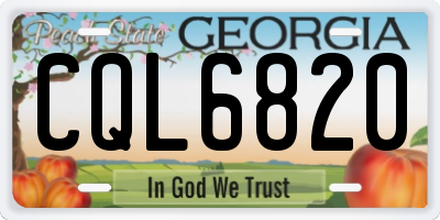 GA license plate CQL6820