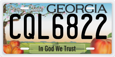 GA license plate CQL6822