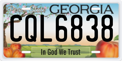 GA license plate CQL6838