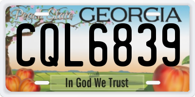 GA license plate CQL6839