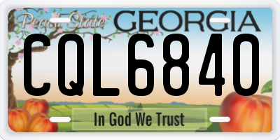 GA license plate CQL6840