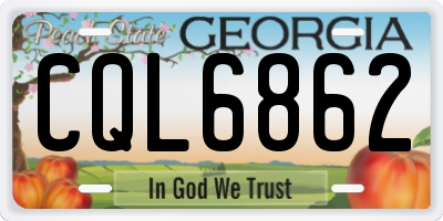 GA license plate CQL6862