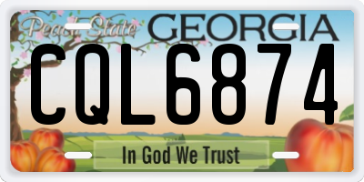 GA license plate CQL6874