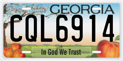GA license plate CQL6914