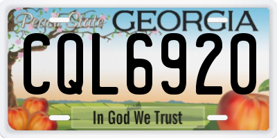 GA license plate CQL6920