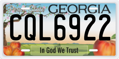 GA license plate CQL6922