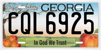 GA license plate CQL6925