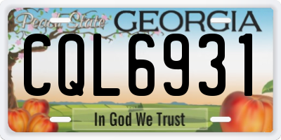 GA license plate CQL6931