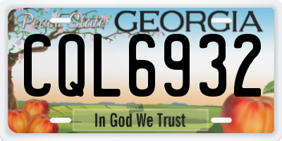 GA license plate CQL6932