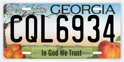 GA license plate CQL6934