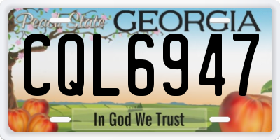 GA license plate CQL6947