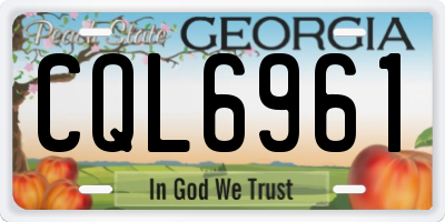 GA license plate CQL6961