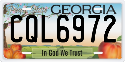 GA license plate CQL6972