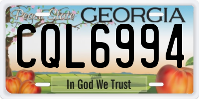 GA license plate CQL6994