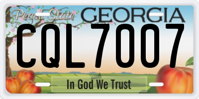 GA license plate CQL7007