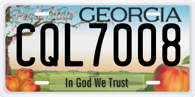 GA license plate CQL7008