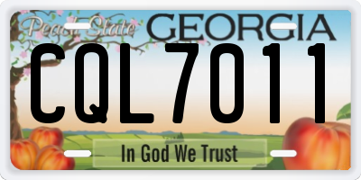 GA license plate CQL7011