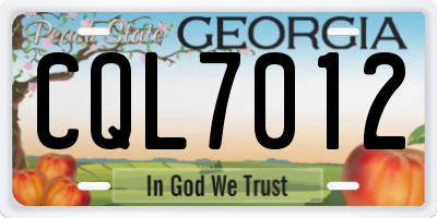 GA license plate CQL7012