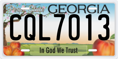 GA license plate CQL7013