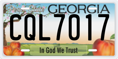 GA license plate CQL7017