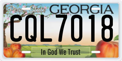 GA license plate CQL7018