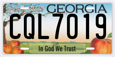 GA license plate CQL7019