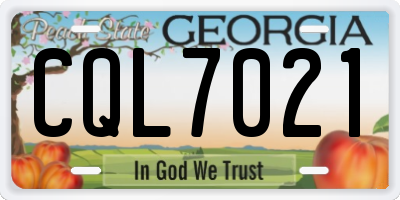 GA license plate CQL7021