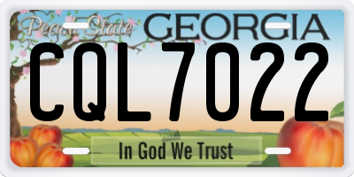 GA license plate CQL7022