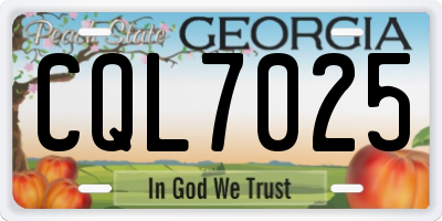GA license plate CQL7025