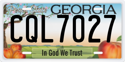 GA license plate CQL7027