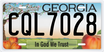 GA license plate CQL7028