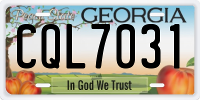 GA license plate CQL7031