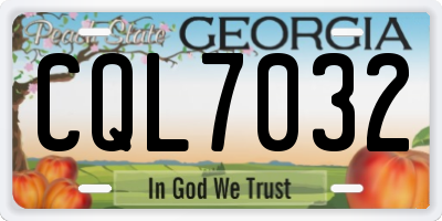 GA license plate CQL7032