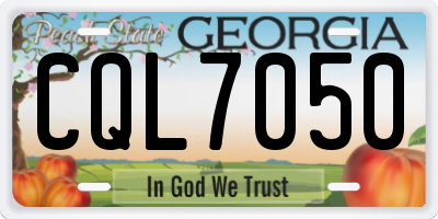 GA license plate CQL7050