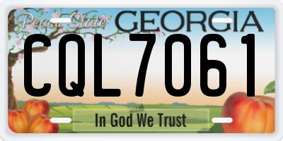 GA license plate CQL7061