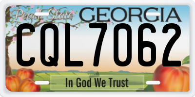 GA license plate CQL7062