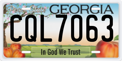 GA license plate CQL7063