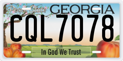 GA license plate CQL7078