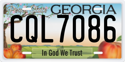 GA license plate CQL7086