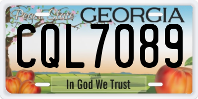 GA license plate CQL7089
