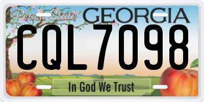 GA license plate CQL7098
