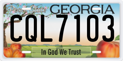 GA license plate CQL7103