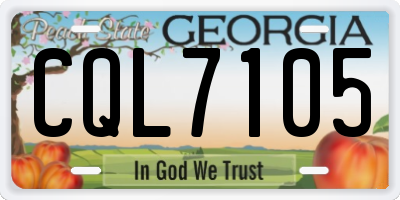 GA license plate CQL7105