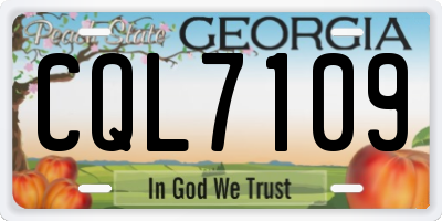 GA license plate CQL7109