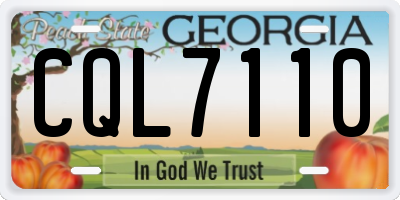 GA license plate CQL7110
