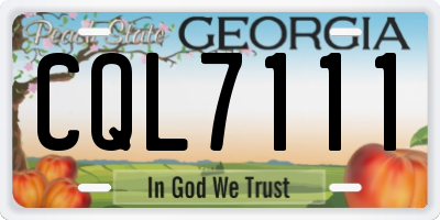 GA license plate CQL7111