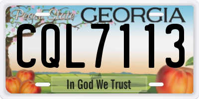 GA license plate CQL7113
