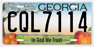 GA license plate CQL7114