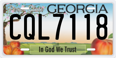 GA license plate CQL7118