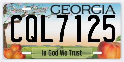 GA license plate CQL7125